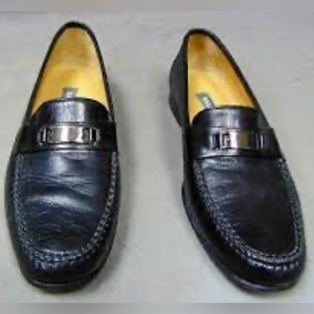 Bally Ruvera Men's Navy Blue Leather Dress Loafers